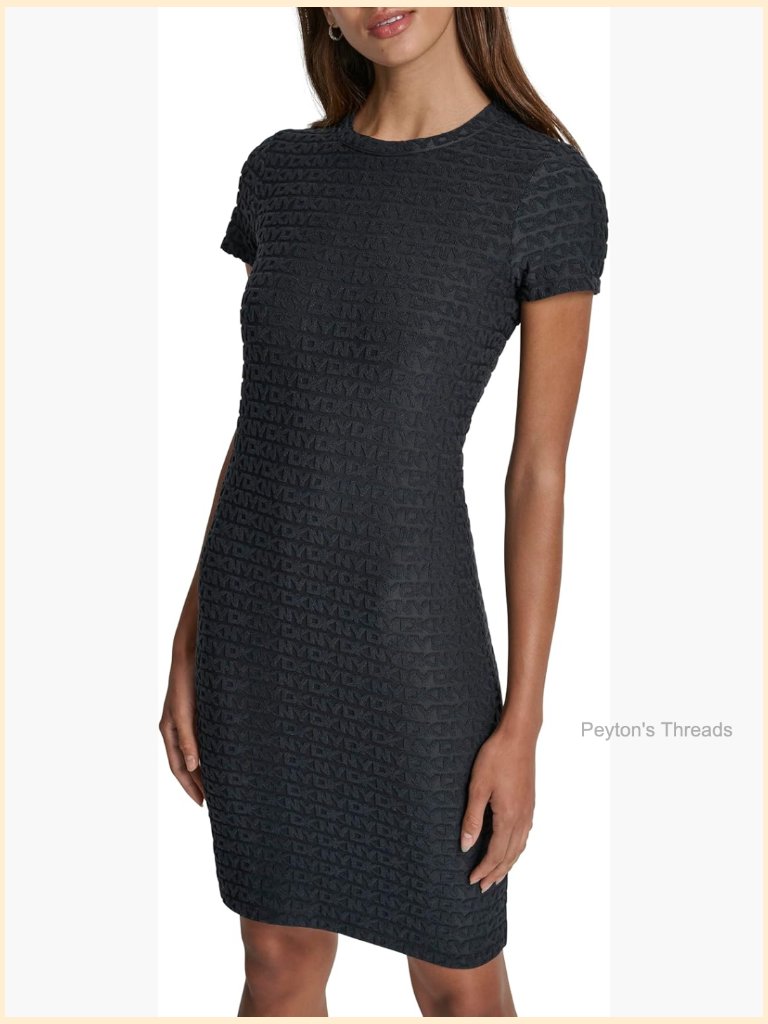 Women's Logo Jacquard Crew Neck Short Sleeve Dress
